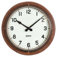 Antique Antique Industrial Wooden Gents of Leicester Wall Clock, c 1930