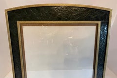 Cornice vintage antica grande cinese asiatica intagliata in giada floreale in bronzo