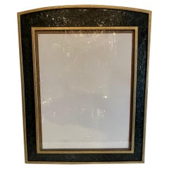 Used Antique Large Chinese Asian Carved Jade Floral Bronze Picture Frame
