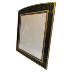 Vintage Antiguo Marco grande chino asiático tallado en jade floral de bronce