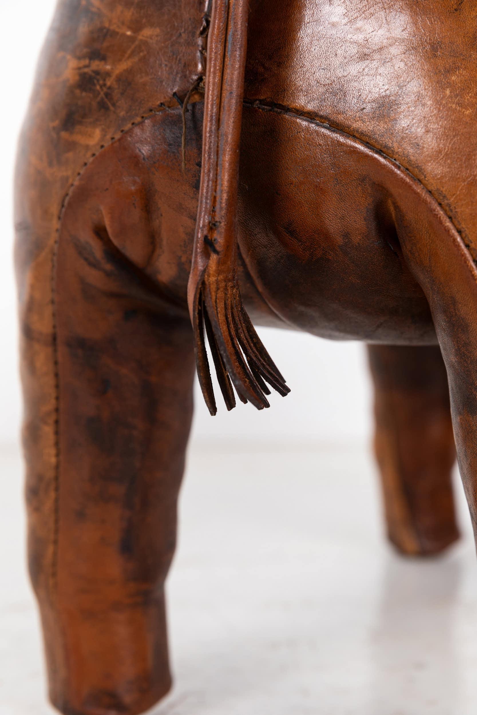 Hand-Crafted Vintage Antique Leather Dimitri Omersa Elephant Liberty London Footstool, c.1950