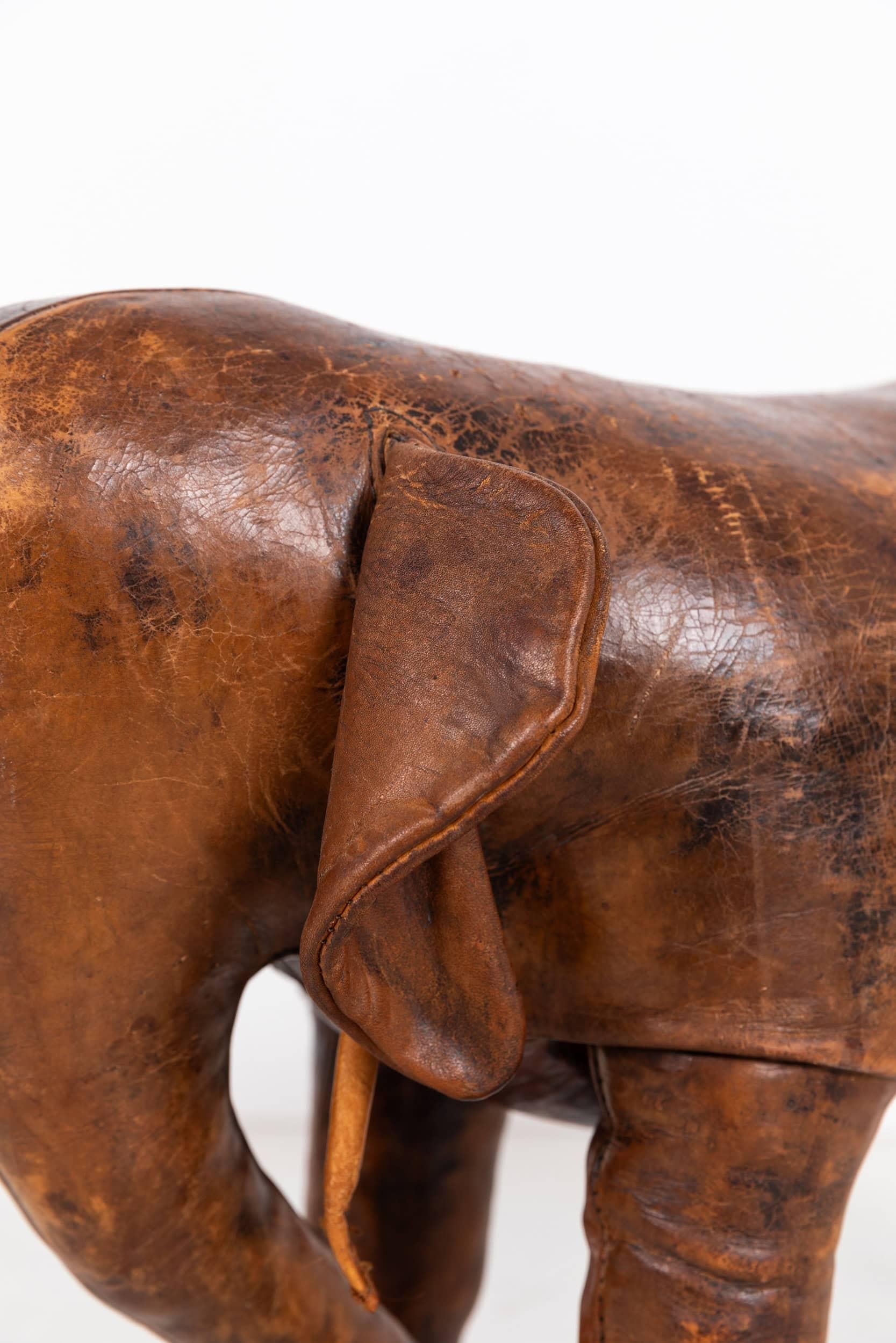 20th Century Vintage Antique Leather Dimitri Omersa Elephant Liberty London Footstool, c.1950