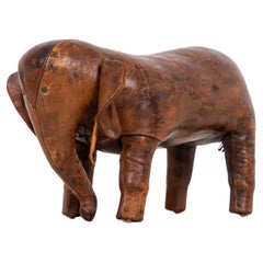 Vintage Antique Leather Dimitri Omersa Elephant Liberty London Footstool, c.1950