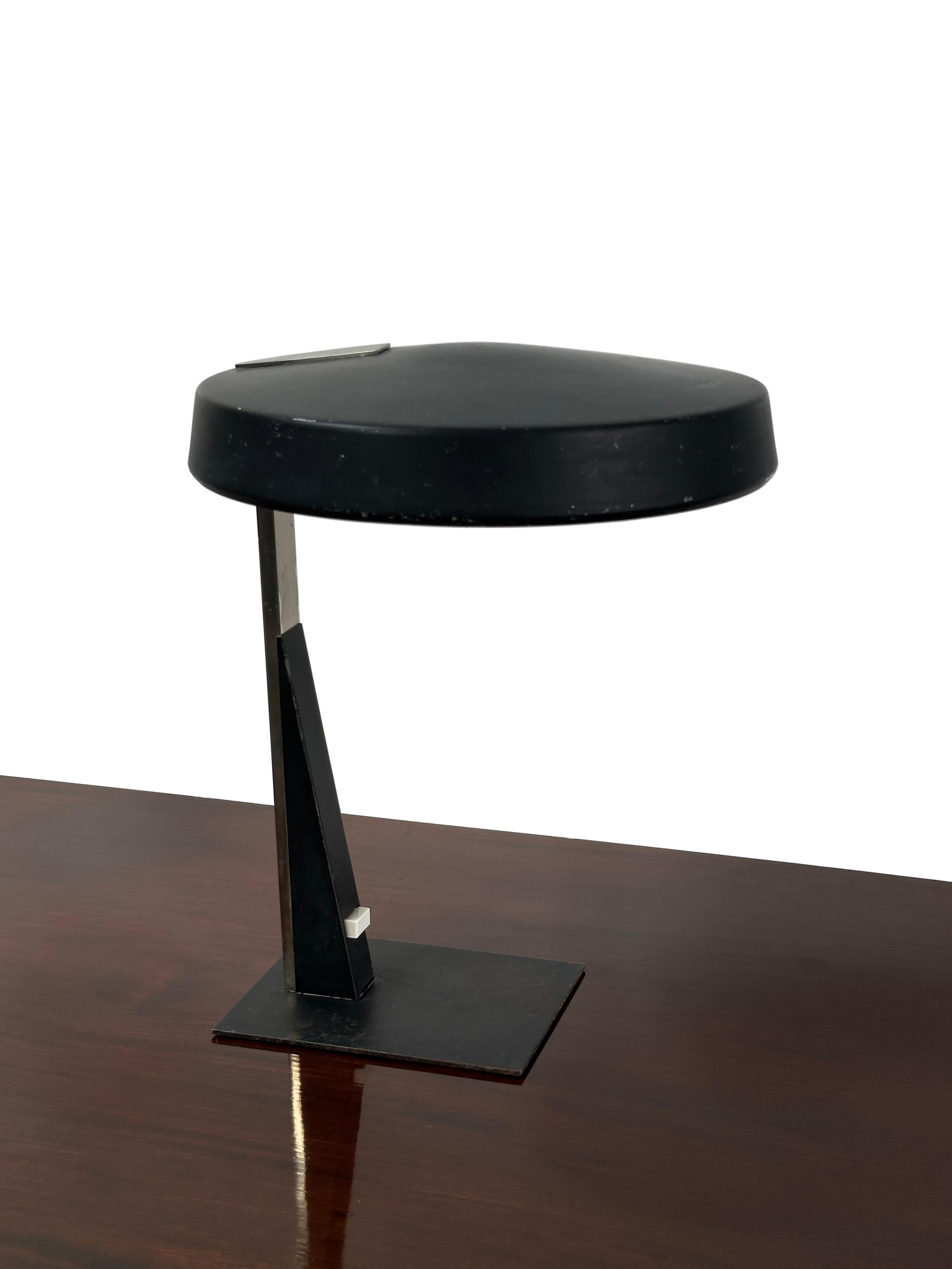 Dutch Vintage Antique Louis Kalff Black Table Desk Task Lamp For Philips For Sale