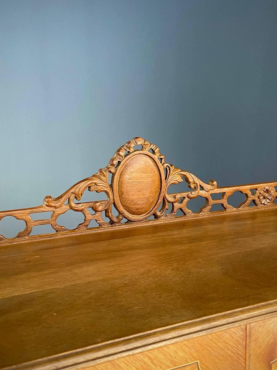 Vintage Antique Louis XV-Style Inlaid Wood Secretary Desk 1