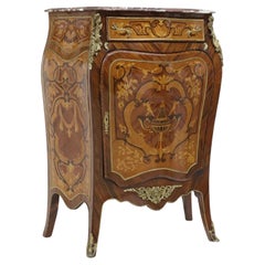 Vintage / Antique Louis XV Style, Marble-Top, Marquetry, Rosewood Bombe Cabinet!