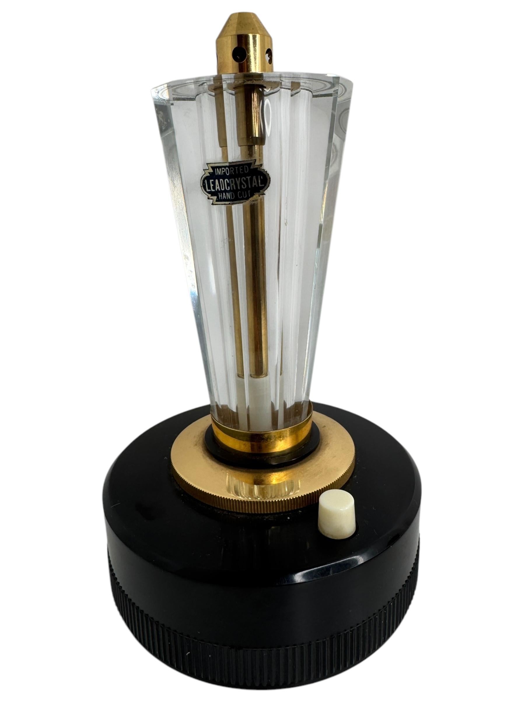 Allemand MaruMan T2, briquet de table ancien en cristal lourd, électrique et à gaz en vente