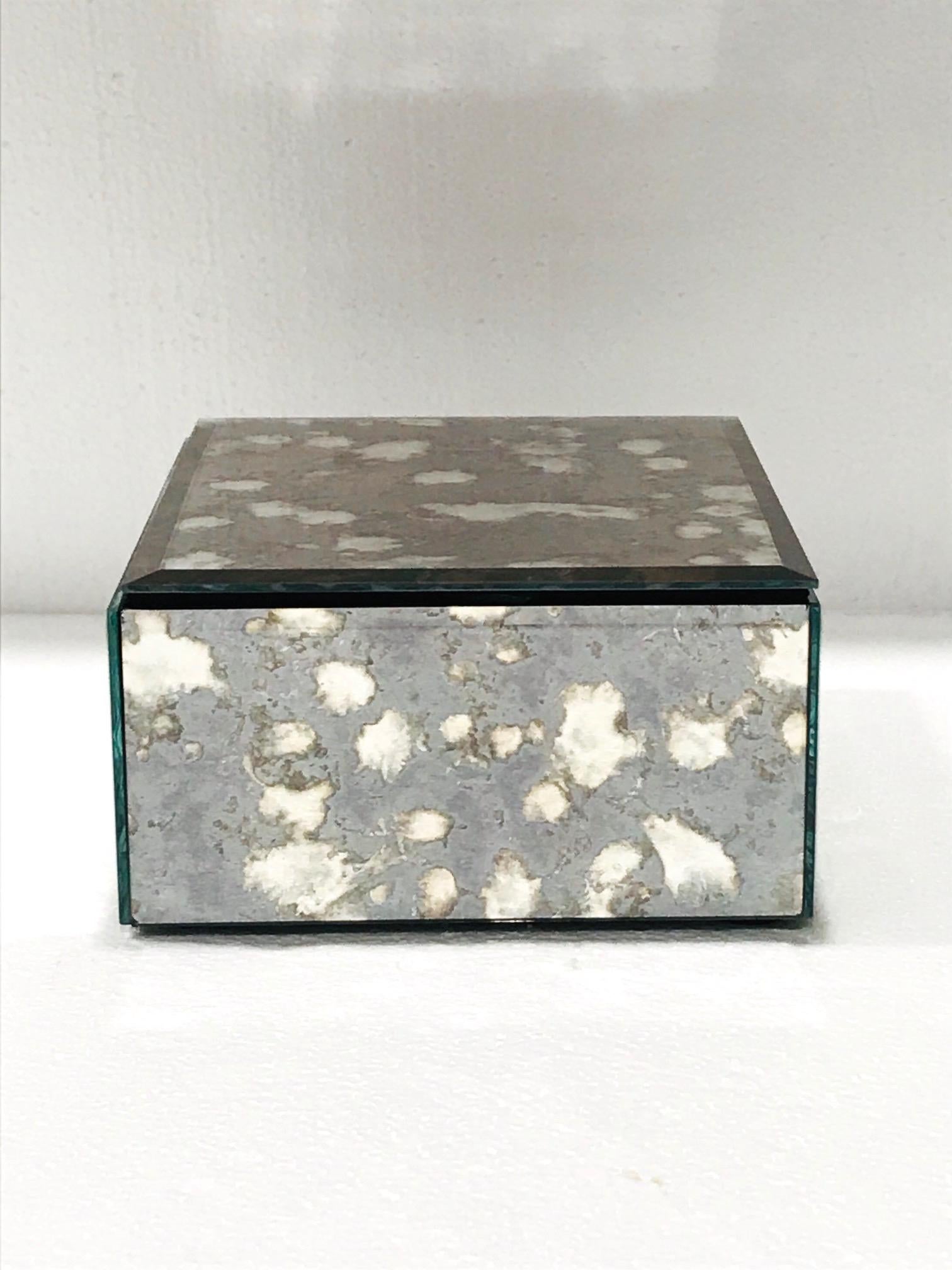 North American Vintage Antique Mirrored Jewelry Box in Smoke Grey and Bronze, circa 1990s