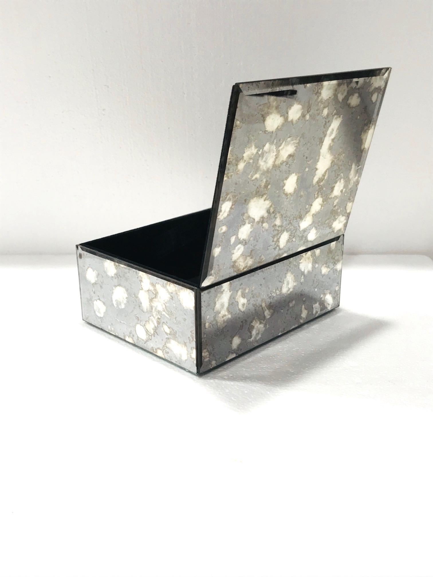 Late 20th Century Vintage Antique Mirrored Jewelry Box in Smoke Grey and Bronze, circa 1990s