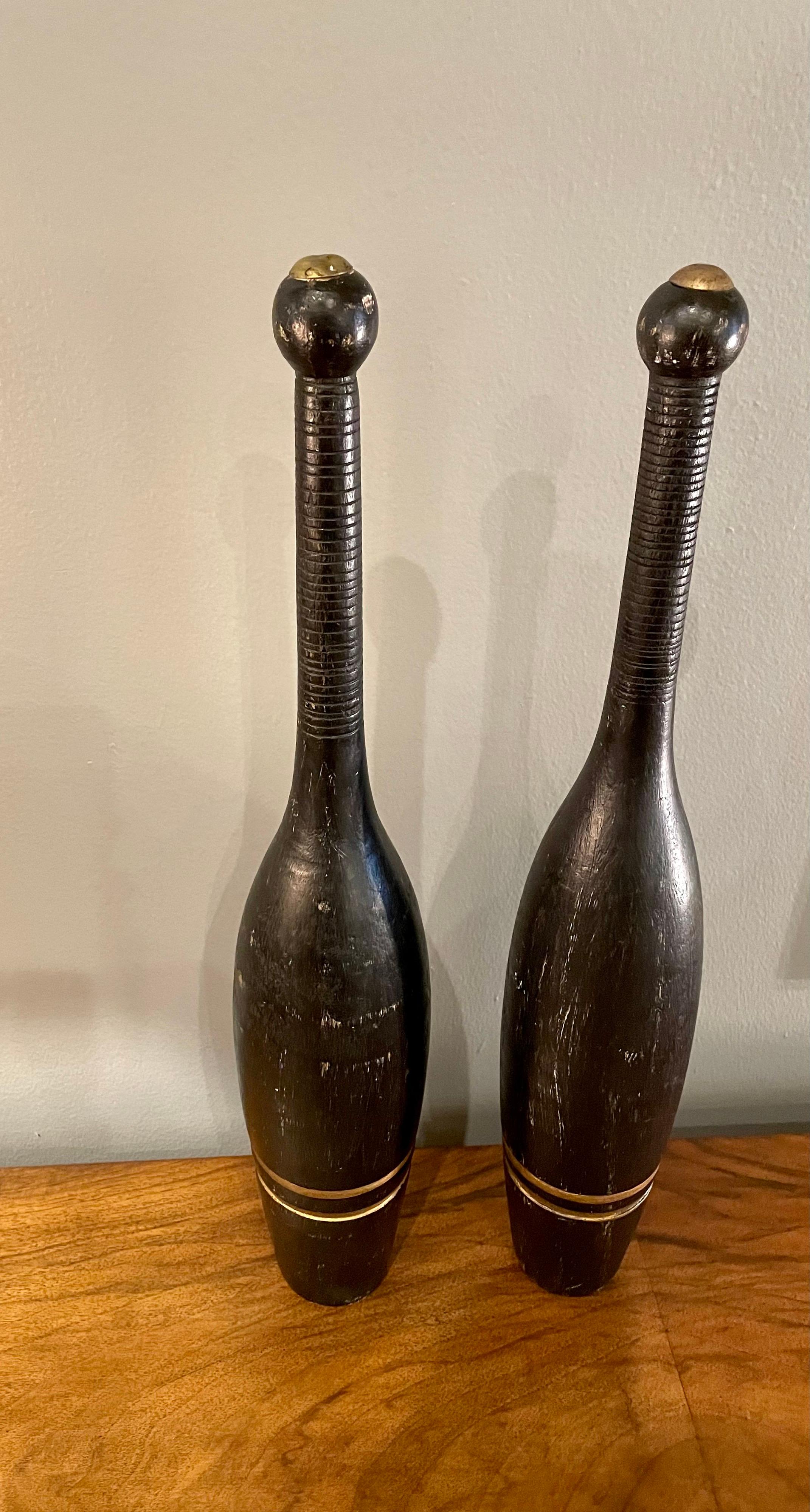 Vintage Antique Original Painted Juggling Pins For Sale at 1stDibs