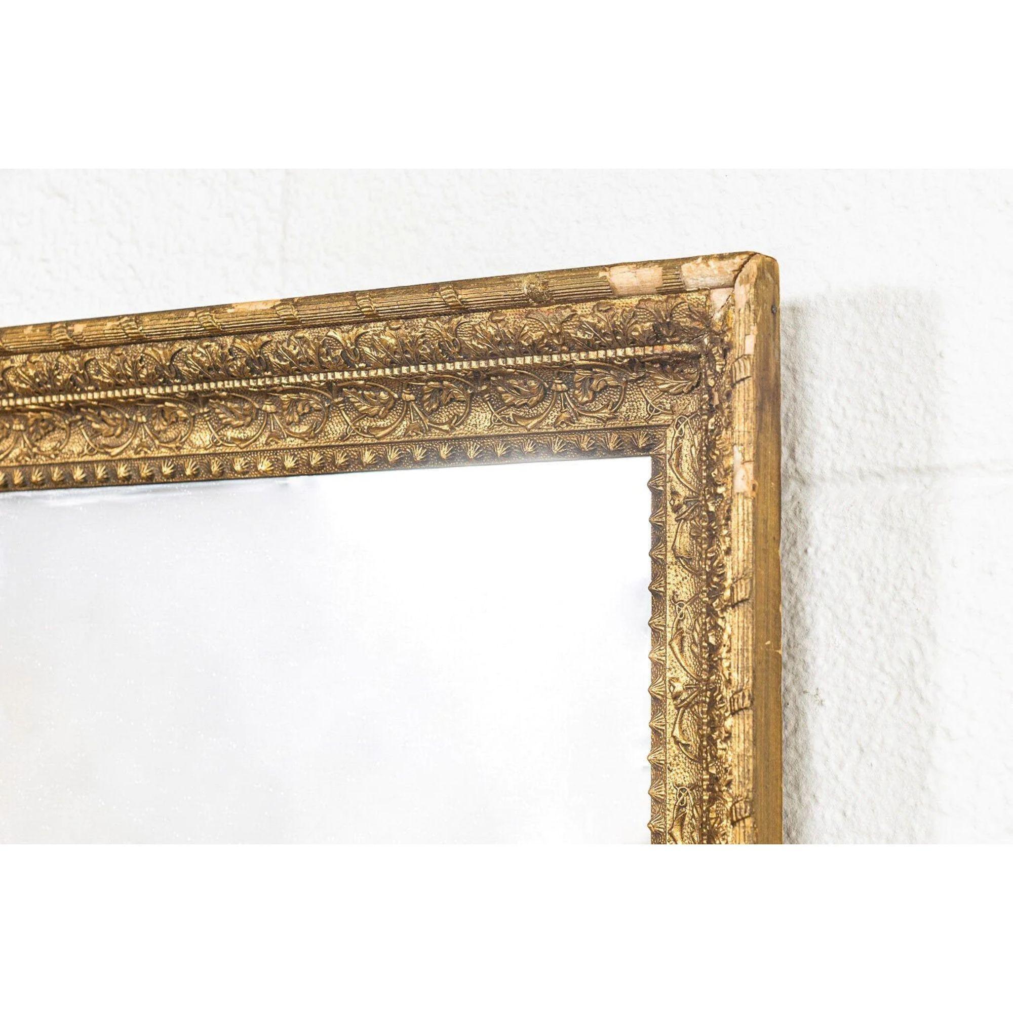 Rustic Vintage Antique Ornate Gold Decorative Hanging Wall Mirror For Sale