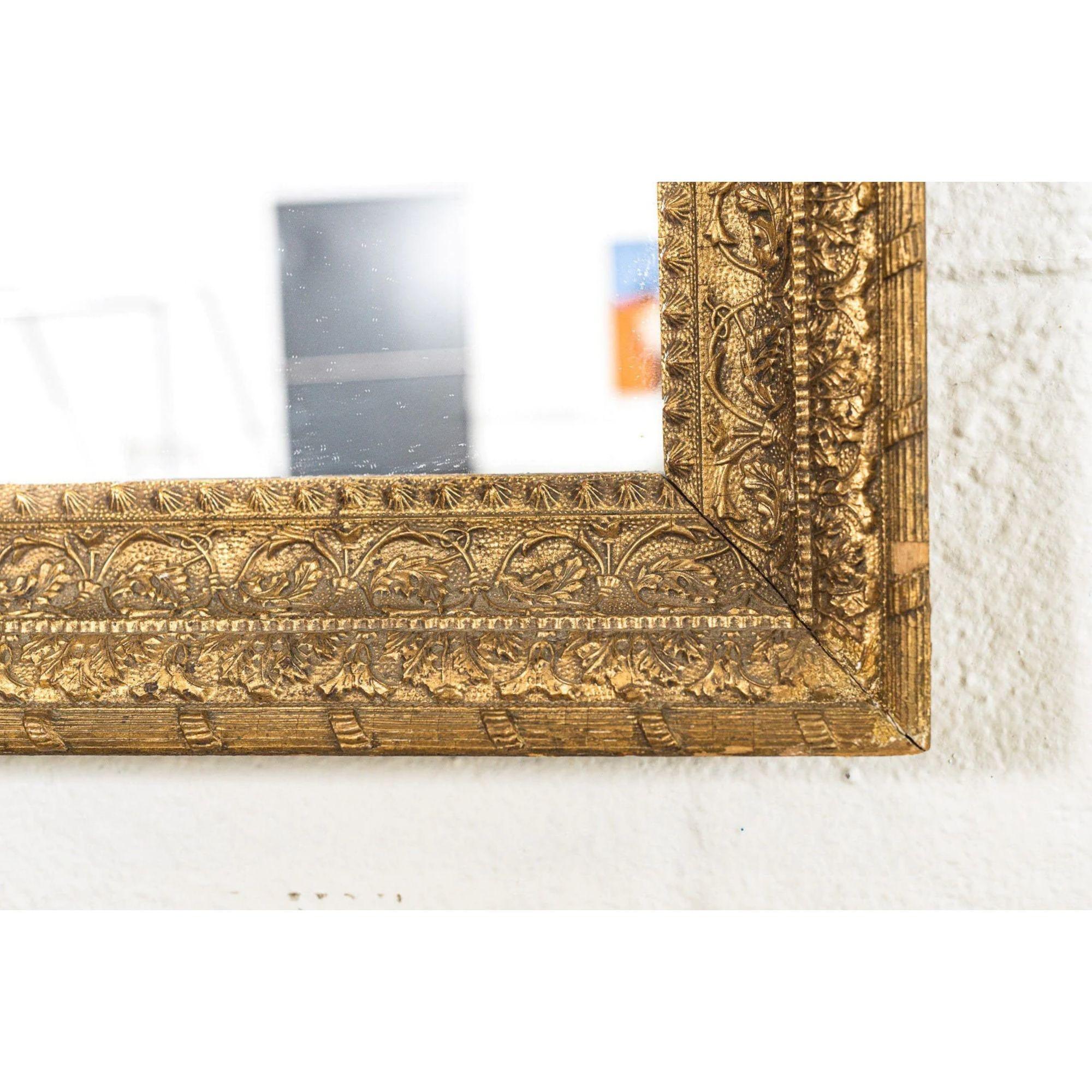 Wood Vintage Antique Ornate Gold Decorative Hanging Wall Mirror For Sale