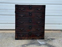 Vintage Antique Pine Campaign Chest with Iron Hardware
