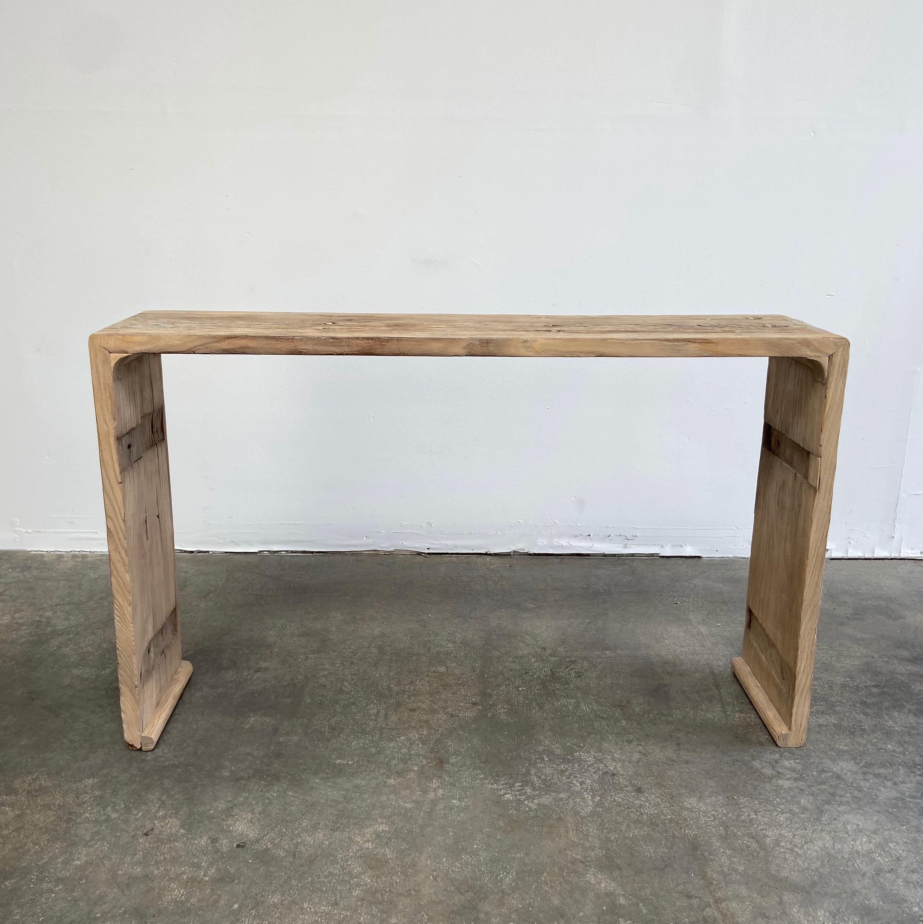 Vintage antique reclaimed elm wood console table
Made from vintage reclaimed elm wood. Beautiful antique patina, with weathering and age, these are solid and sturdy ready for daily use, use as a entry table, sofa table or console in a dining room.