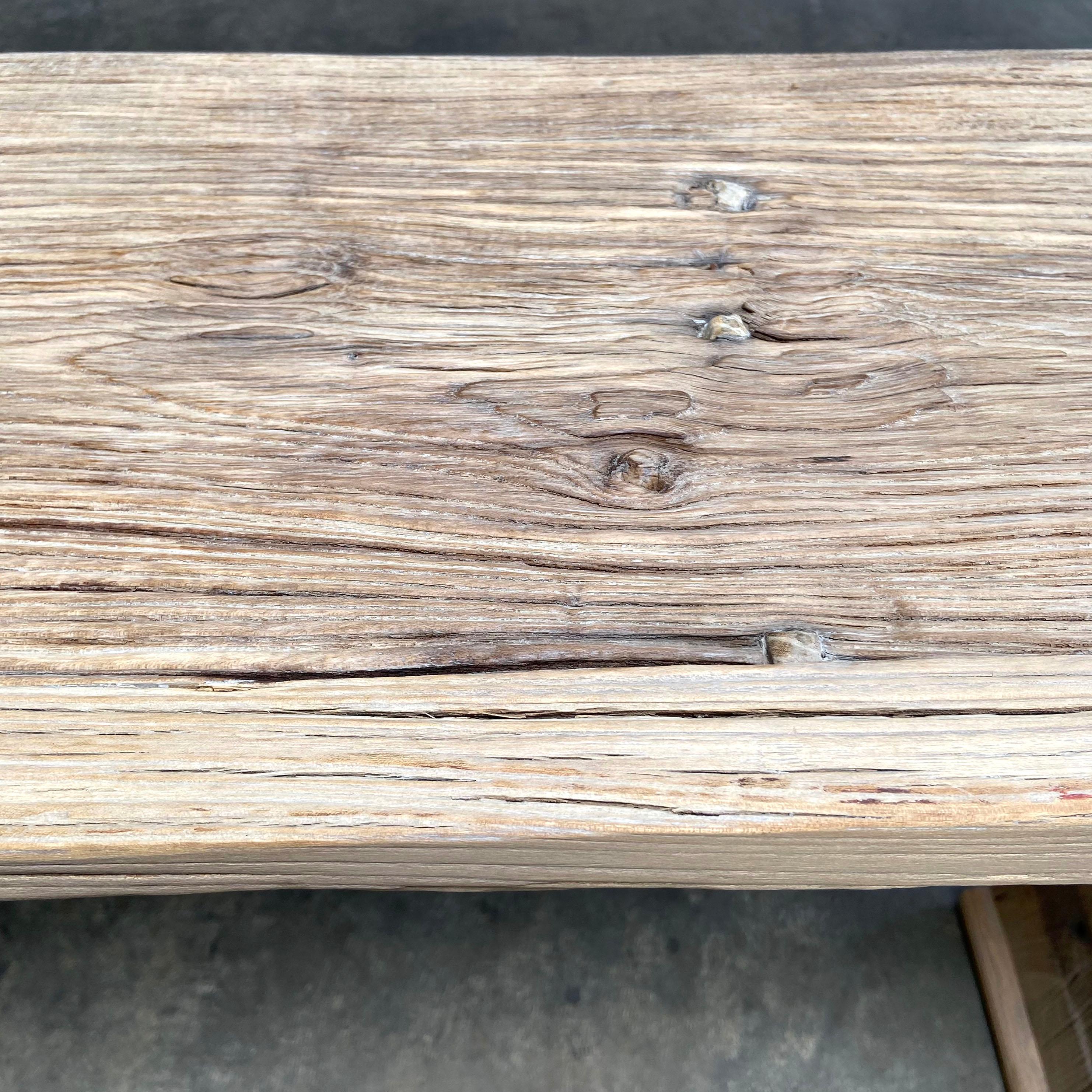 Vintage Antique Reclaimed Elm Wood Console Table 2