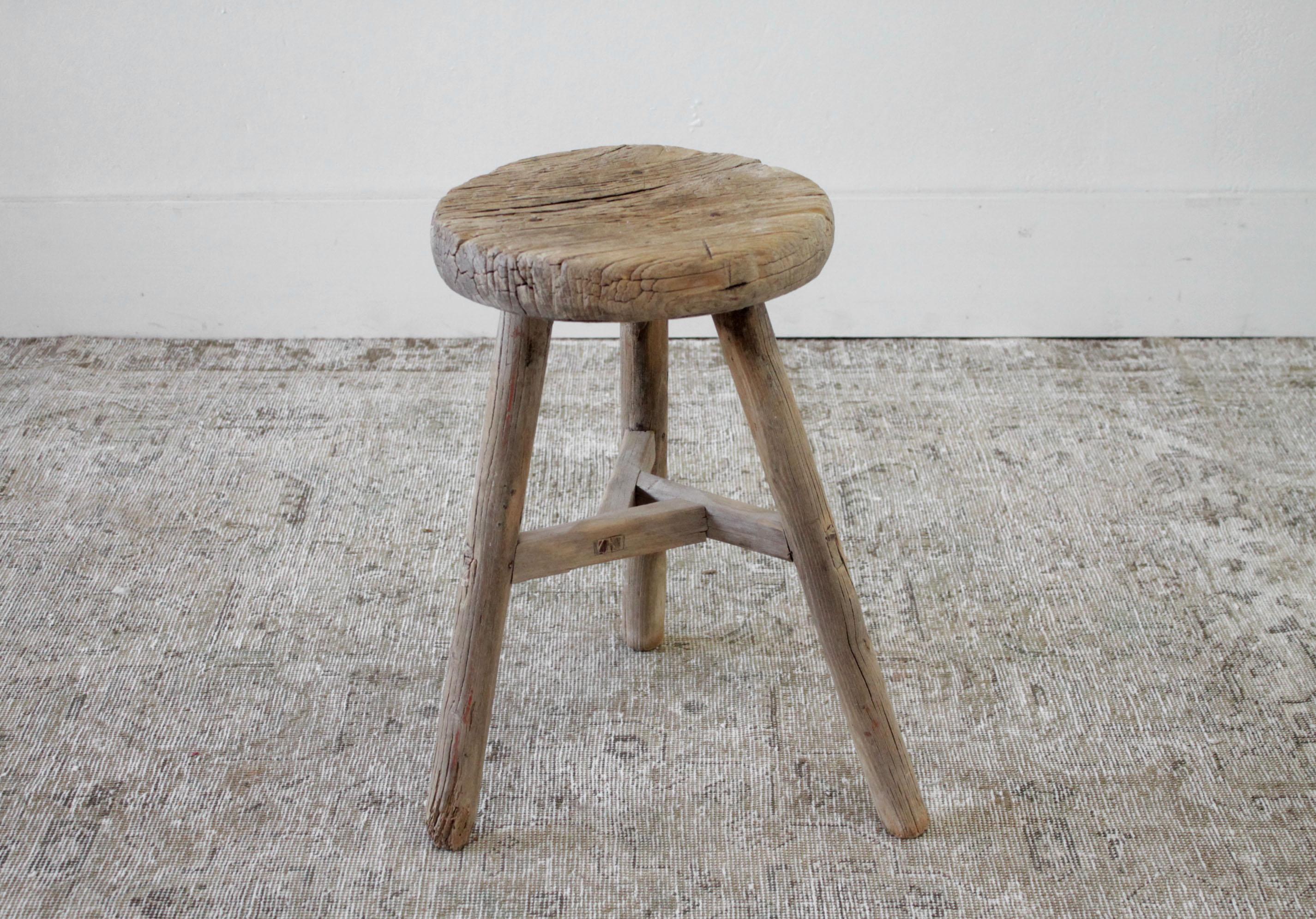 Vintage antique round elm wood stool or side table
These are the real vintage antique elm wood stools! Beautiful antique patina, with weathering and age, these are solid and sturdy ready for daily use, use as a table, stool, drink table, they are