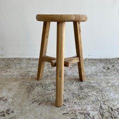 Vintage Antique Round Elmwood Stool