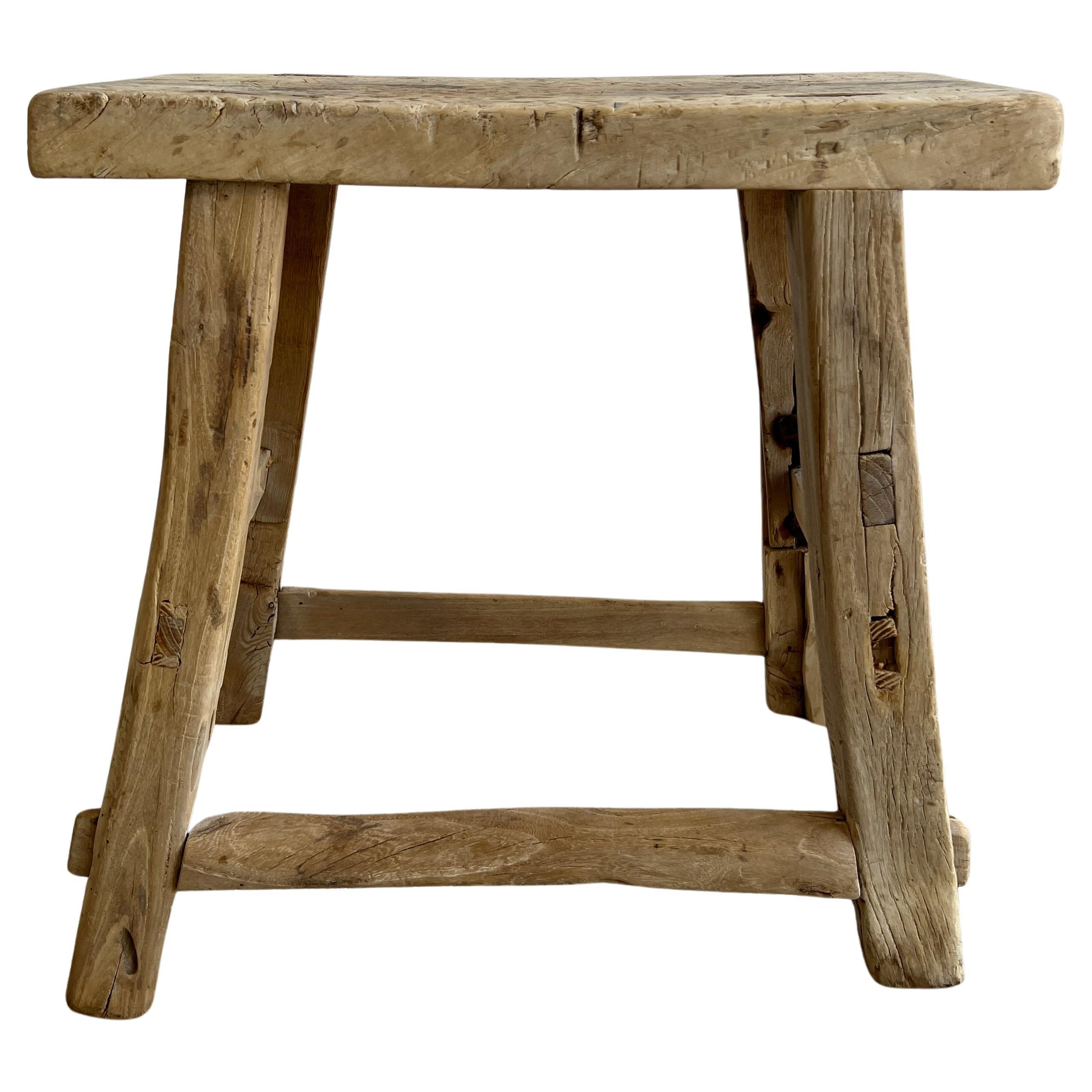 Vintage Elm wood Stool For Sale