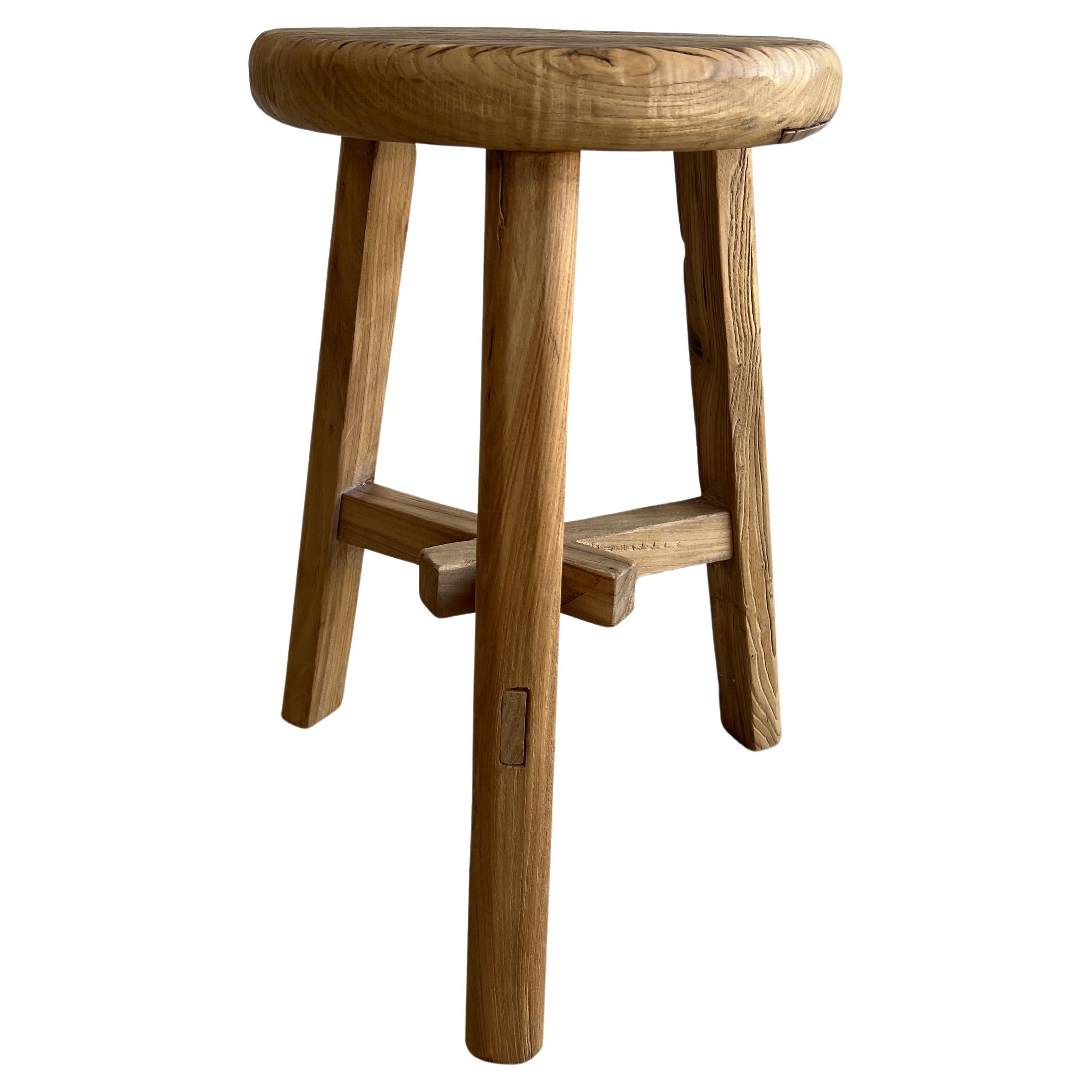 Vintage Antique Elmwood Stool at 1stDibs