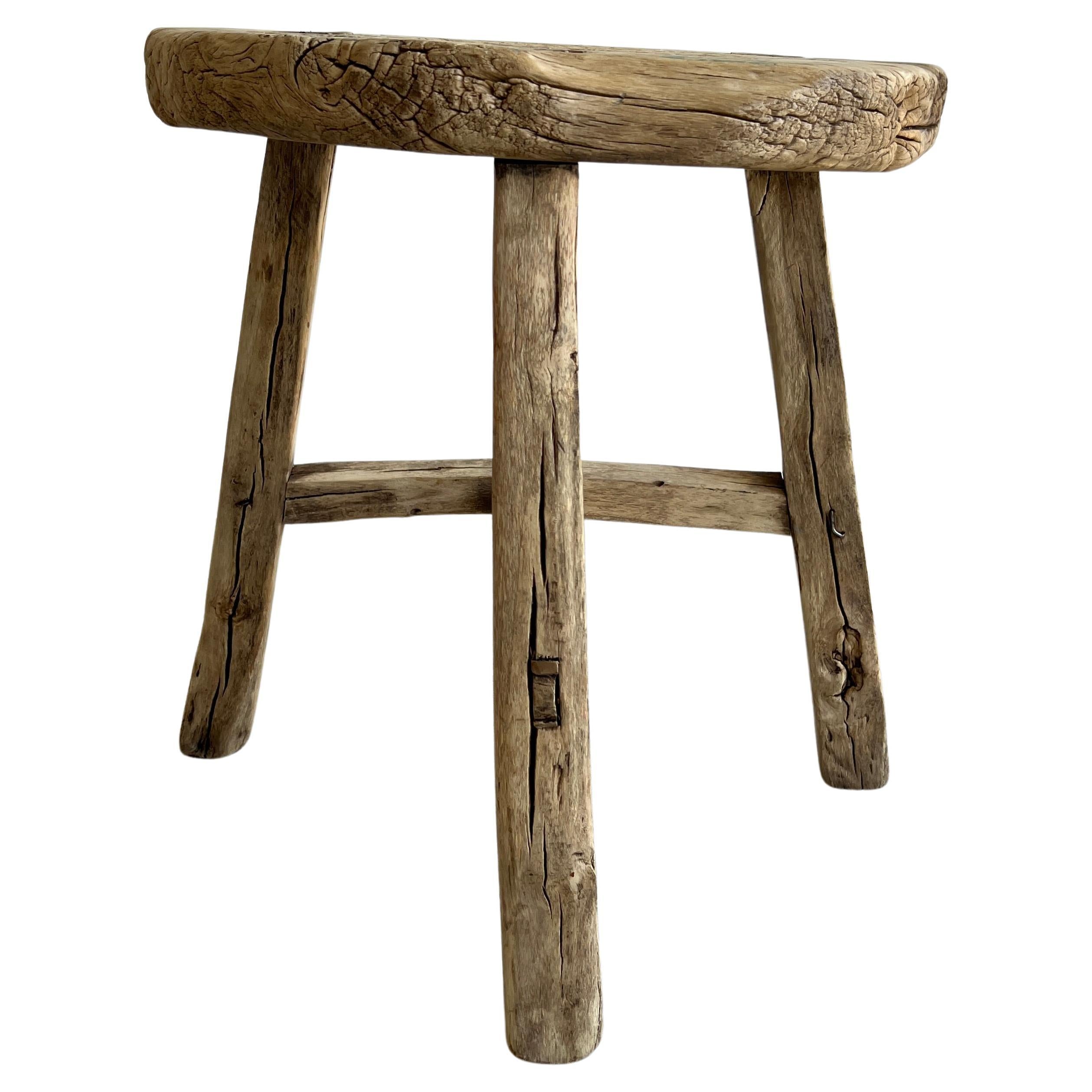 Vintage Antique Elmwood Stool at 1stDibs
