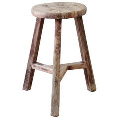 Vintage Antike Runde Elmwoods Hocker oder Beistelltisch