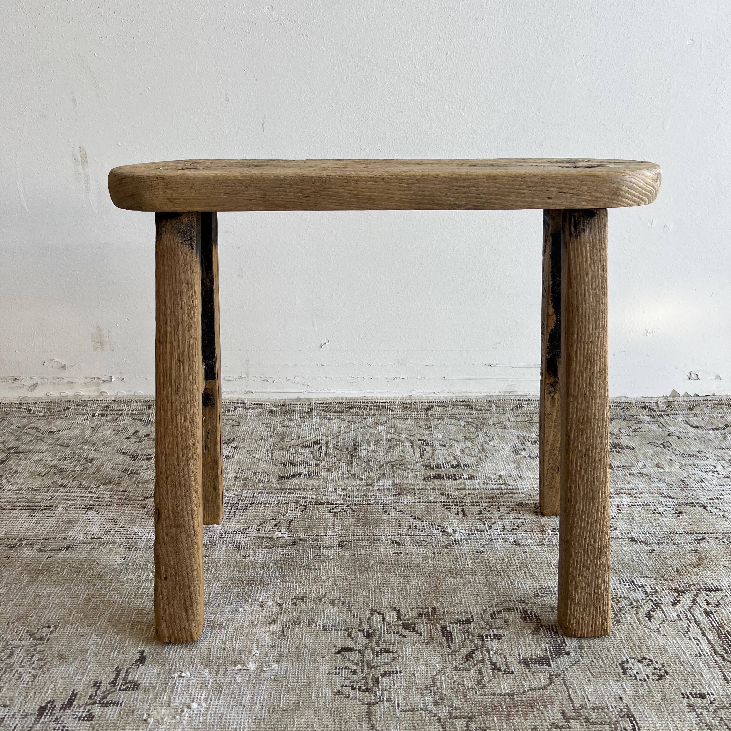 These are the real vintage antique elm wood stools! Beautiful antique patina, with weathering and age, these are solid and sturdy ready for daily use, use as a table, stool, drink table, they are great for any space.
Size: 20