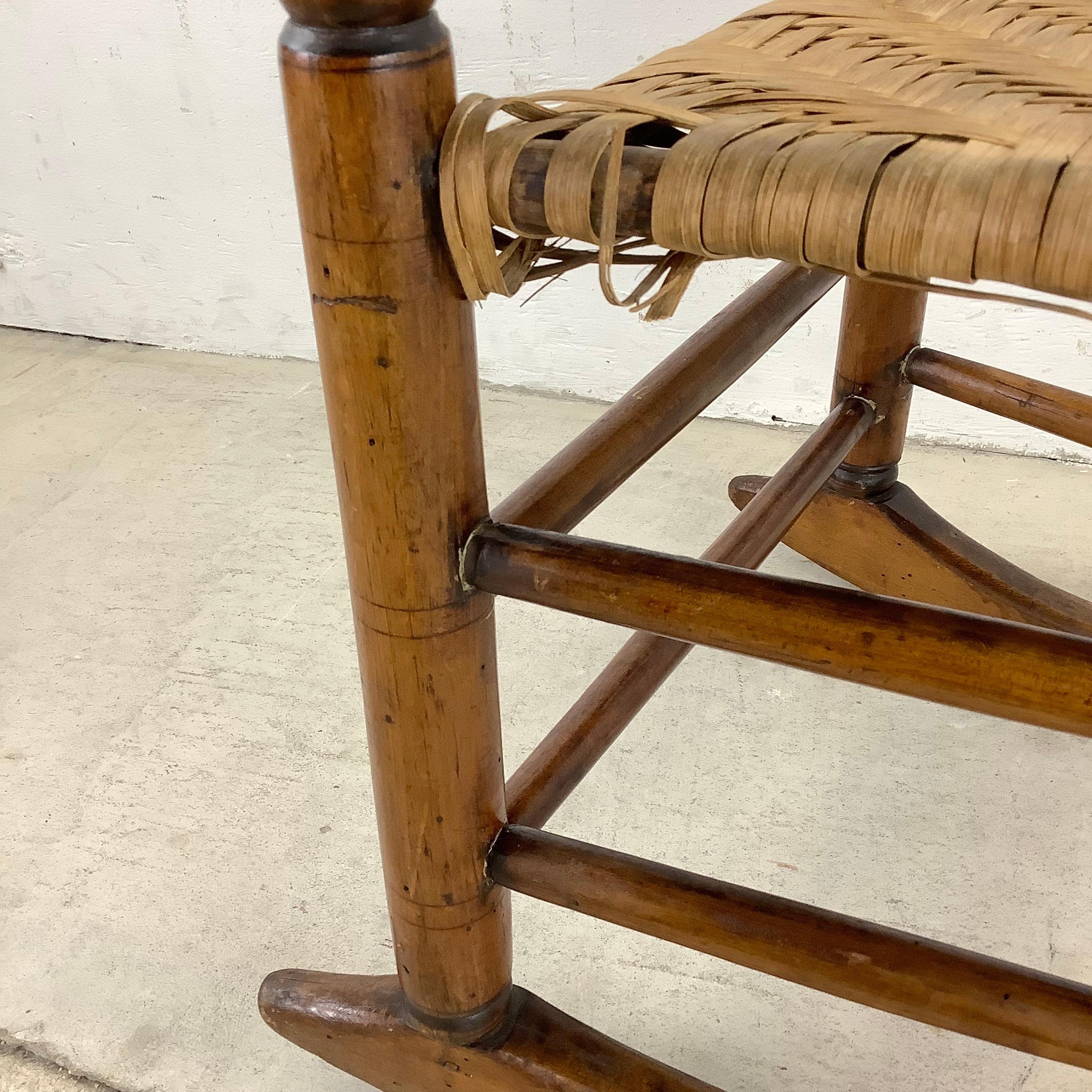Vintage Antique Rush Seat Child Rocking Chair For Sale 2