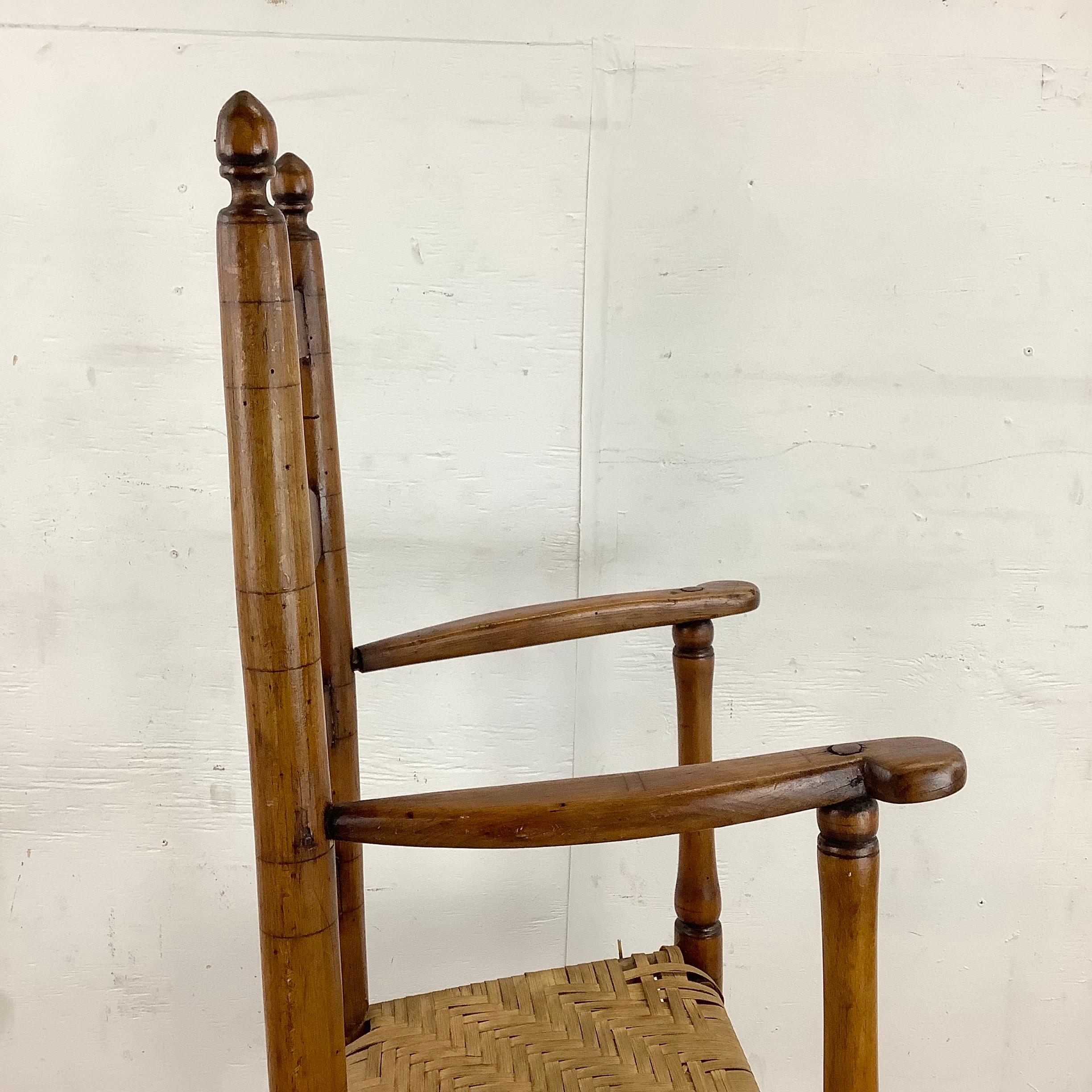Vintage Antique Rush Seat Child Rocking Chair For Sale 4