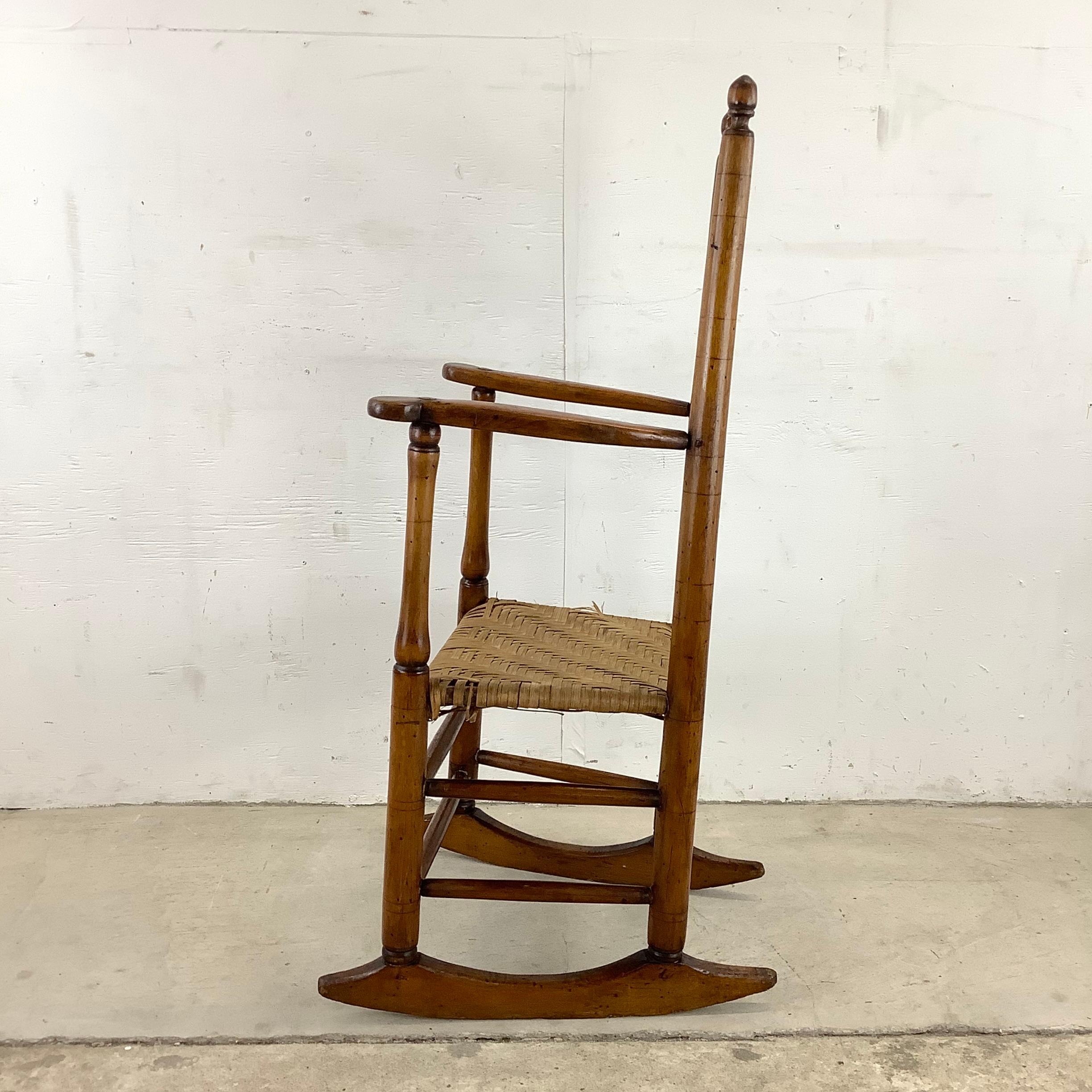 Unknown Vintage Antique Rush Seat Child Rocking Chair For Sale