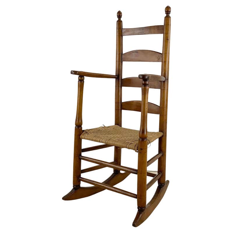 Antique Spring Rocking Chair with Custom Embroidery on Vintage Linen ...