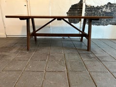 Vintage Antique rustic solid oak 3 plank farm dining or work table