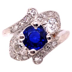 Antique Sapphire Diamond Engagement Ring 3ct Platinum Art Deco Genuine 1920s