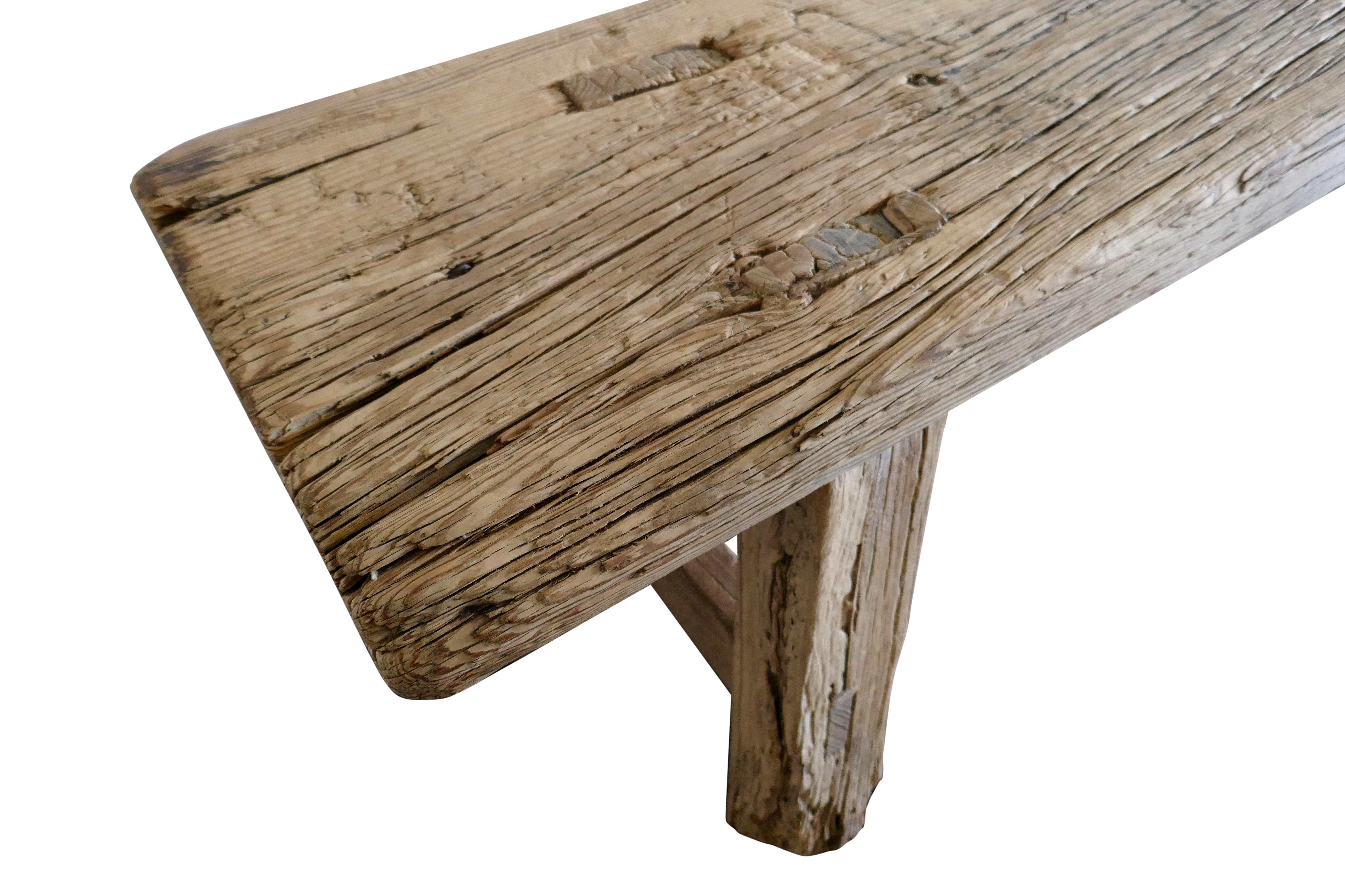 XX secolo Panchina vintage/antica in legno di olmo di Shandong / lunga 83 pollici in vendita