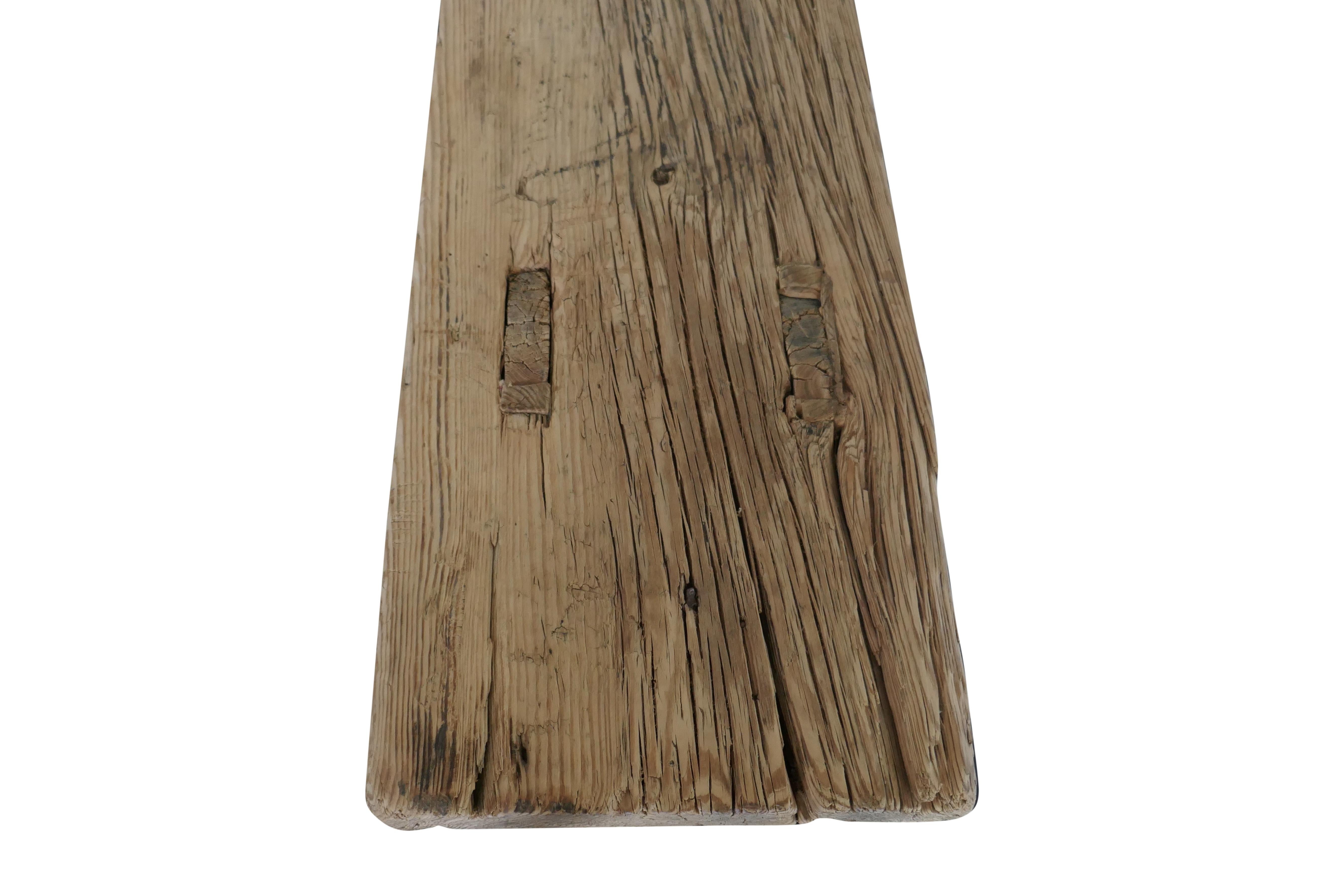 Panchina vintage/antica in legno di olmo di Shandong / lunga 83 pollici in vendita 1