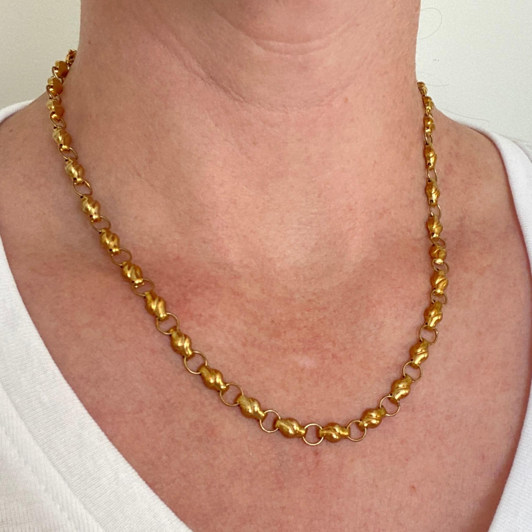 Vintage, Antique, Solid 14kt Yellow Gold Chain Link Necklace 2