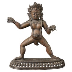 Divinità feroce nepalese in fusione massiccia, vintage/antica