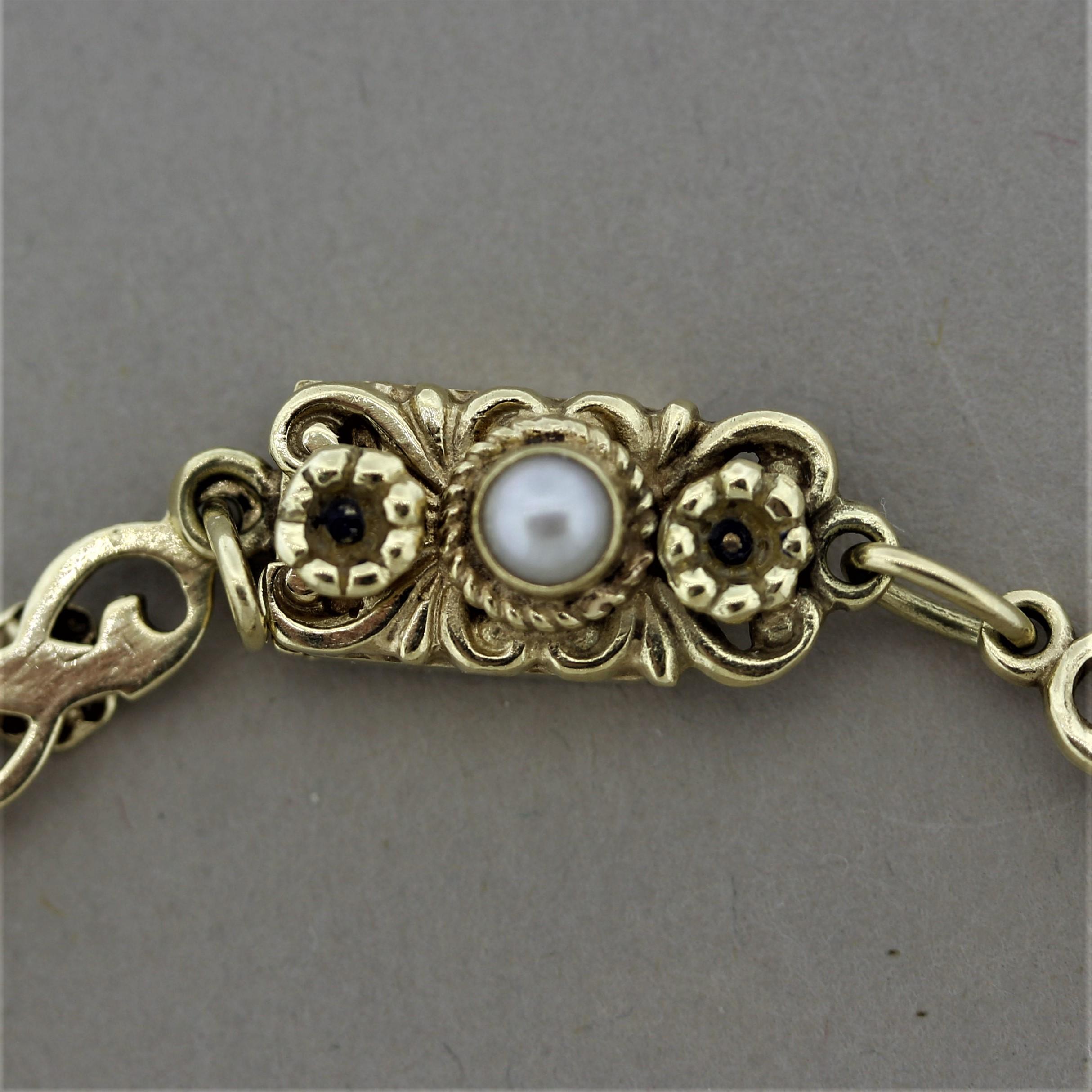 Vintage Antique-Stil Amethyst Perle Gold Drop Halskette im Angebot 1