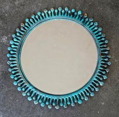 Vintage/Antique Sunburst Mirror made of Bronze with heavy green/blue patina
