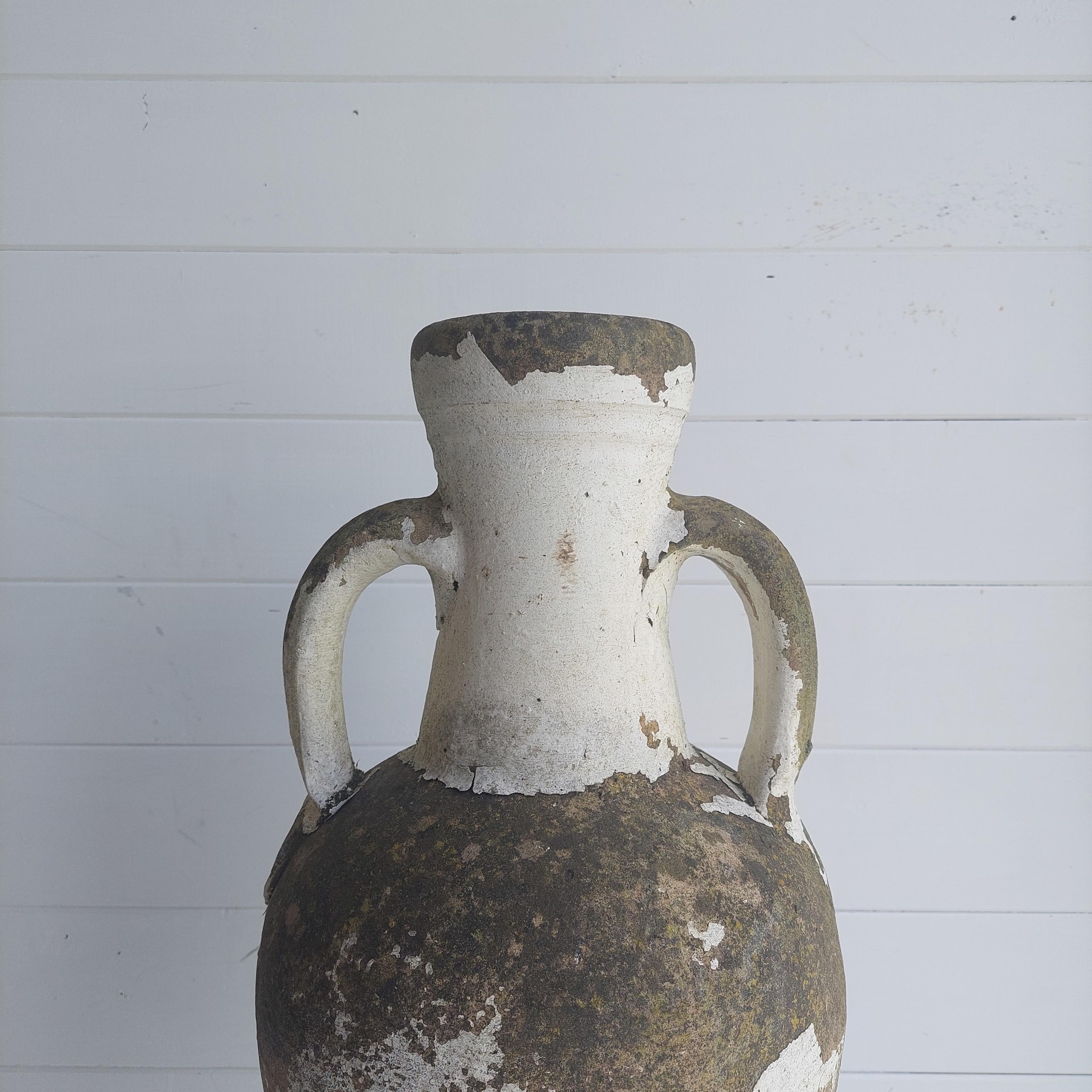 Gréco-romain Vintage Antique Terracotta Amphora with Wrought Iron Tripod Stand, 1800s en vente