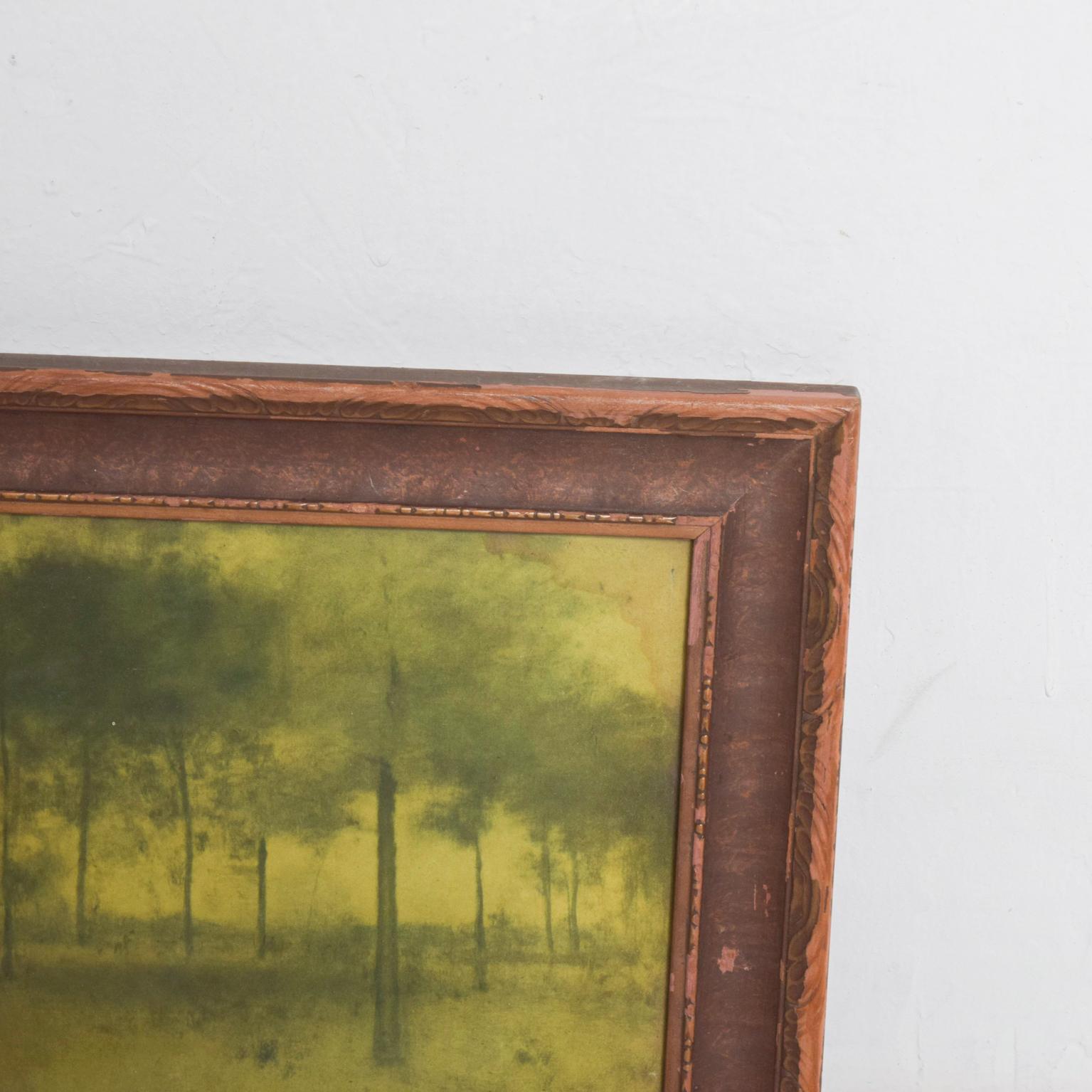 Expressionist Vintage Antique Wood Framed Print Art Scenic Tree Landscape