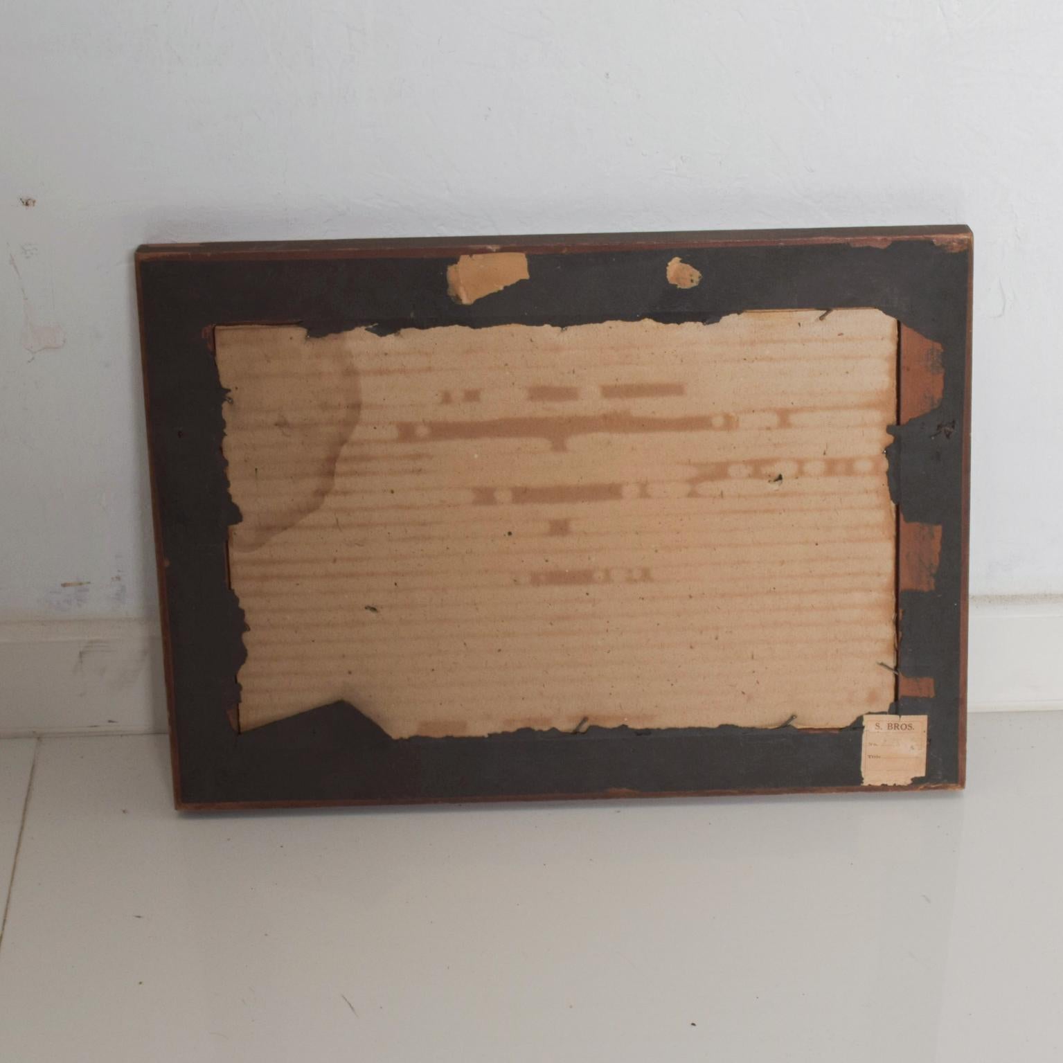 Vintage Antique Wood Framed Print Art Scenic Tree Landscape In Good Condition In Chula Vista, CA