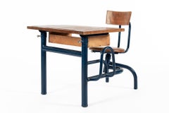 Vintage Antique Wood & Metal Child’s School Desk in the Style of Jean Prouvé