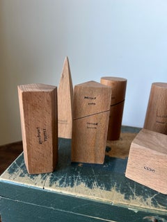 Vintage antique wooden geometric educational shapes. Italy, early 20th C