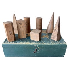 Vintage antique wooden geometric educational shapes. Italy, early 20th C