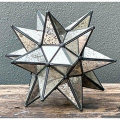 Vintage Antiqued Mirror Star Lamp