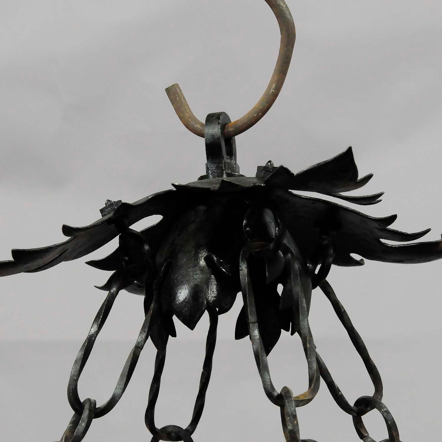 Vintage Antler Chandelier with Forged Iron Suspension For Sale 5