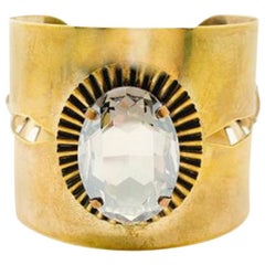 Vintage Anton Heunis Cuff Statement Gold Cuff With Huge Crystals 2000s (Manchette en or avec d'énormes cristaux)