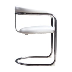 Sillón vintage Anton Lorenz para Thonet "Ss33" en blanco + cromo