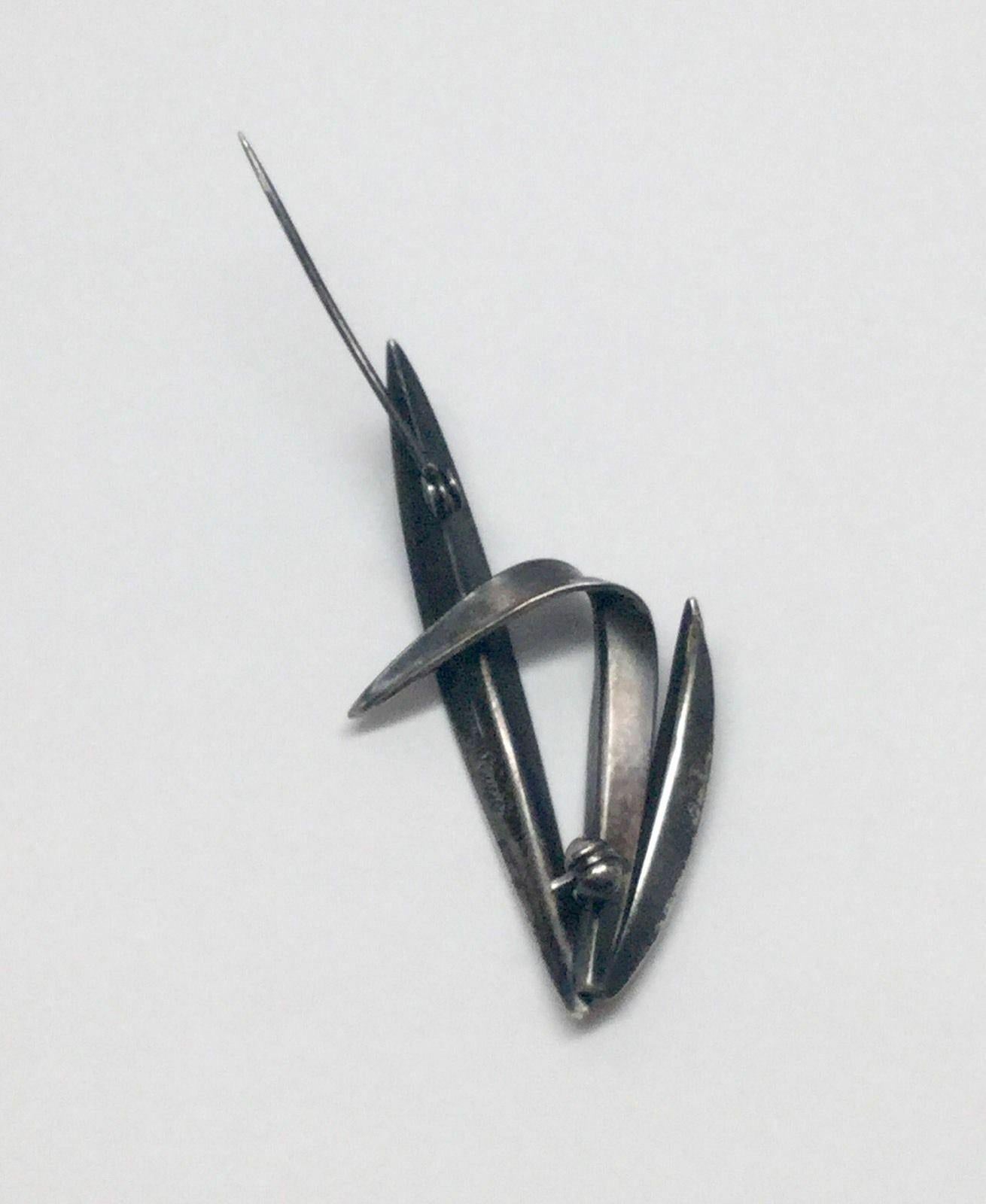 Vintage Anton Michelsen Denmark by Gertrude Engel Sterling Silver Grass Pin 1