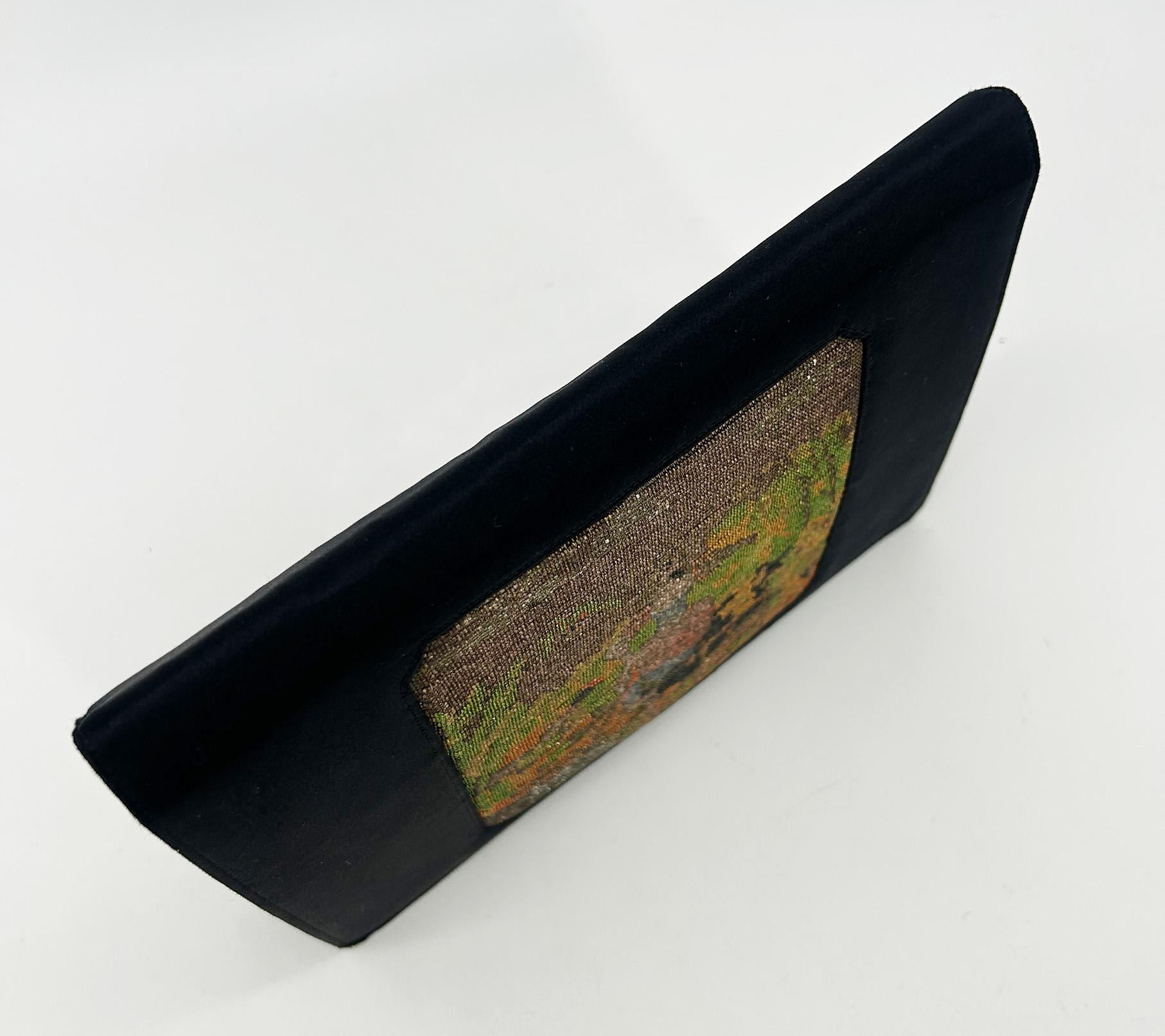 Vintage Anton Moritz Black Silk Glass Beaded Evening Bag Clutch c1960s For Sale 3